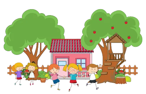 أطفال يلعبون في الحديقة